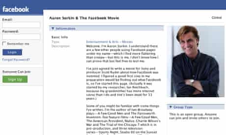 Aaron Sorkin's Facebook Movie group page