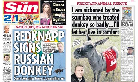 The Sun - donkey coverage