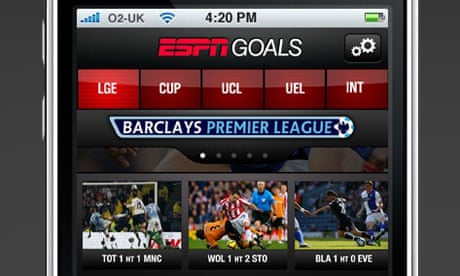 ESPN offers Premier League goals app | ESPN | The Guardian