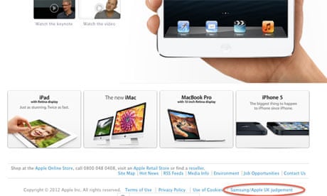 The Samsung/Apple UK judgment link on Apple's UK website