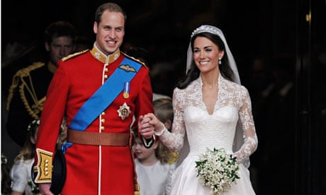 Duke and Duchess of Cambridge on their wedding day outside Westminster Abbey, London