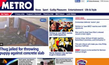 The Metro.co.uk website is to be folded into Mail Online