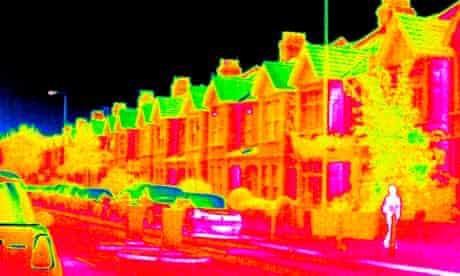 Thermogram of housing and cars in a suburban street
