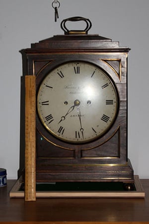 Antiques 230412: A mahogany and brass-mounted chiming mantel clock