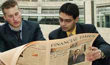 City workers reading the Financial Times
