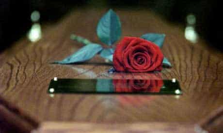 Red rose on a coffin
