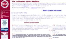 Unclaimed Assets Register screen grab
