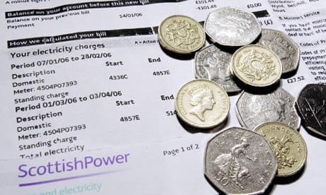 A Scottish Power electricity bill and some coins