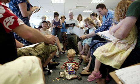 A child playing during a conference in The Guardian's G2 offices. Children in the workplace, at work