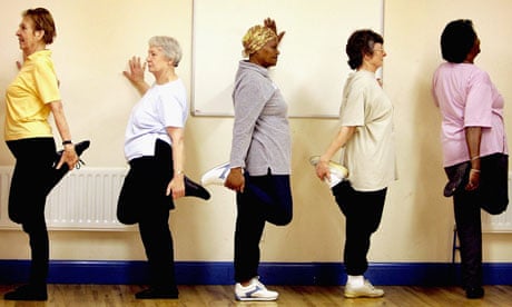Pensioners keep fit at an exercise class
