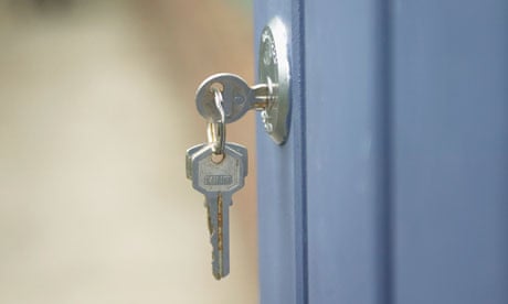 A key in a door lock