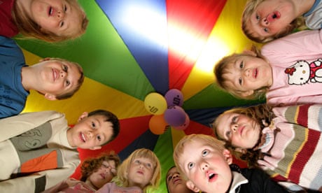 Children being astonished in a nursery school