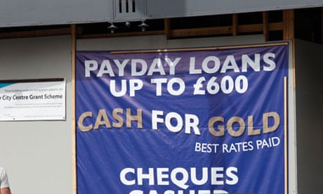 A sign for payday loans and cash for gold in a UK city