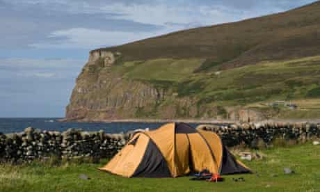A tent in Rackwick Bay