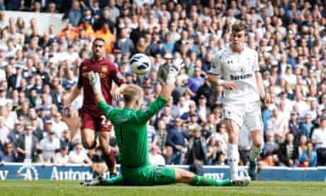 Gareth Bale scores past Joe Hart in April 2013