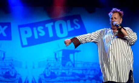 John Lydon of the Sex Pistols performs at the Isle of Wight festival 2008