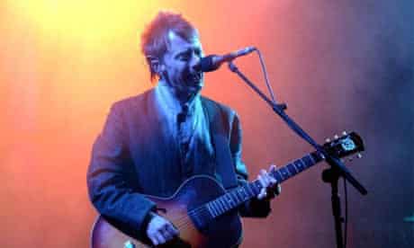 Radiohead's Thom Yorke performing at Glastonbury 2003