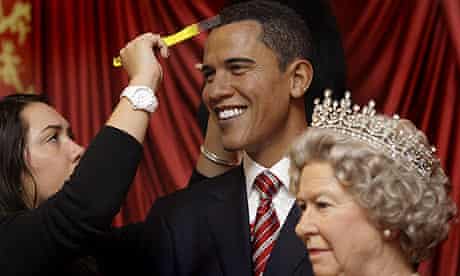 President Barack Obama and Queen Elizabeth as waxworks at Madame Tussauds