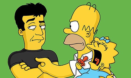 Homer Simpson attacks Simon Cowell 