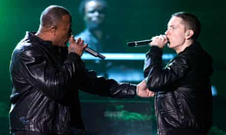 Battle royalty ... Eminem performs with Dr Dre at Grammy awards in February.