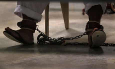 Shackled Guantanamo prisoner
