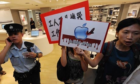 Protestors demonstrate against Apple