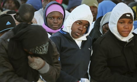 Young migrants in Augusta, Sicily, where 15 Muslims were arrested over the deaths of 12 Christians.
