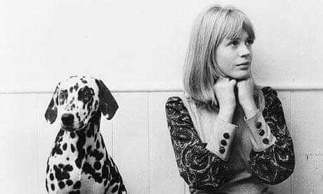 Marianne Faithfull with her pet Dalmatian