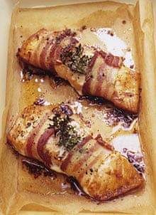 Bacon-wrapped salmon