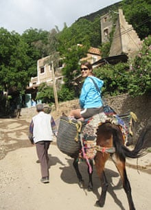 Nicola Iseard on a mule