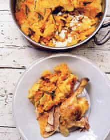 Pan-cooked pumpkin with duck fat and garlic