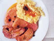 Ham with apple juice and parsnip
