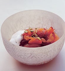 Dried apricots with grand marnier and yoghurt