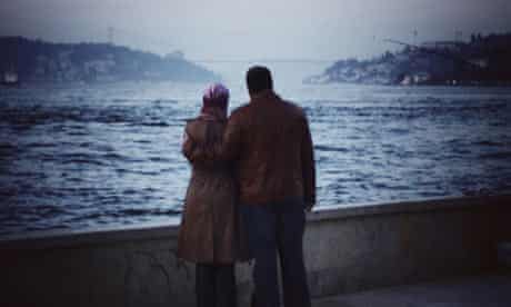Lovers looking out to the Bosphorus, Istanbul,