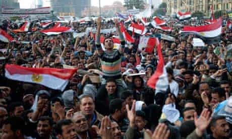 Egyptian anti-goverment demonstrators sh