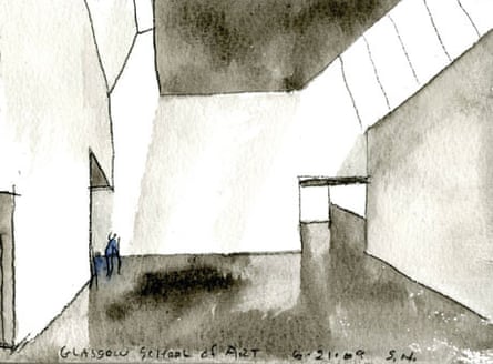 The Glasgow School of Art:  Steve Holl watercolour, early thoughts for studio space.