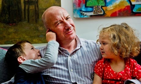 Comedian Simon Day and his children.