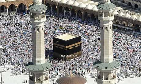Muslim pilgrims walk around the in Mecca