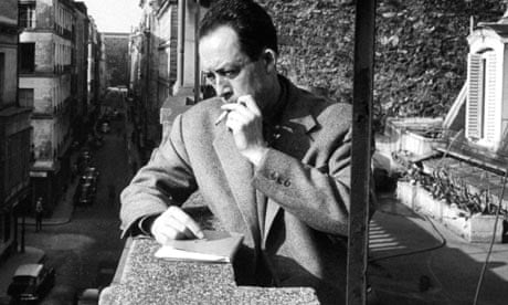 Albert Camus smoking on a balcony
