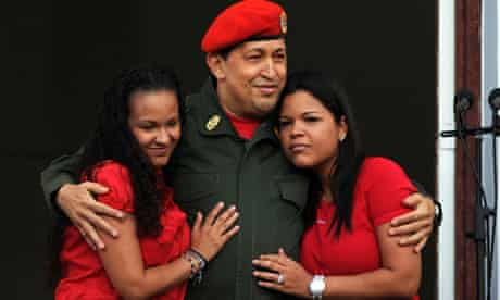 Venezuelan President Hugo Chavez (C) emb