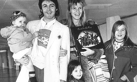 Paul McCartney with Linda and family in 1973