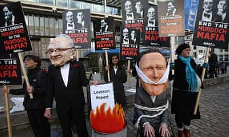 Protestors after Leveson inquiry report