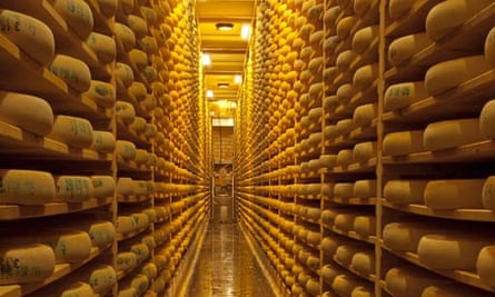Shelves of Comte cheese