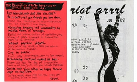 Riot Grrrl mini-zine and a Bikini Kill flyer