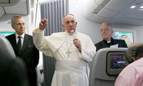 Pope Francis press conference aboard his flight back to Rome, Brazil - 28 Jul 2013