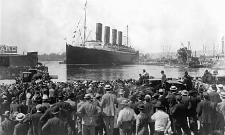 Cunard Liner Lusitania Departing New York