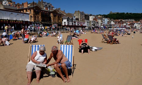 Holidaymakers on Scarborough beach