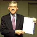Jack Straw holding a copy of the Freedom of Information Bill