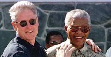 Bill Clinton with Nelson Mandela on a tour of Robben Island, 1998