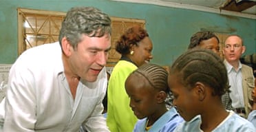 Gordon Brown visits a school in Kenya